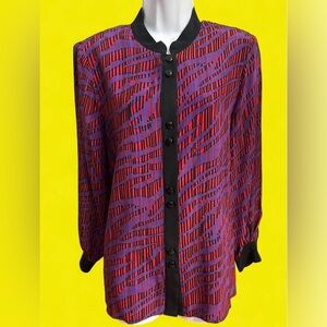 Vintage 90’e super funky Bob Mackie Wearable Art 100% Silk Blouse